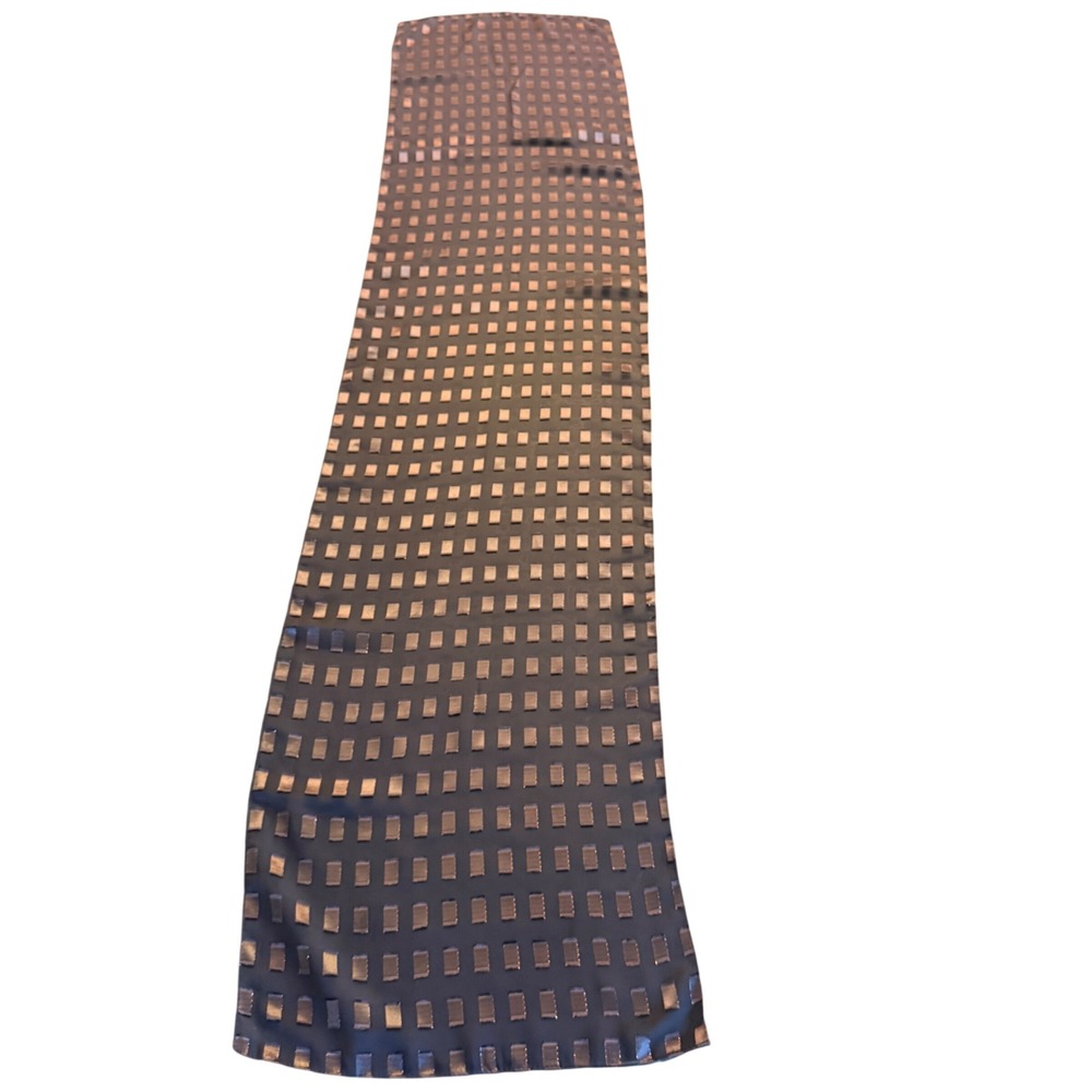 Brown Geometric Checkered Sheer Scarf Rectangular‎ Lightweight Accessory